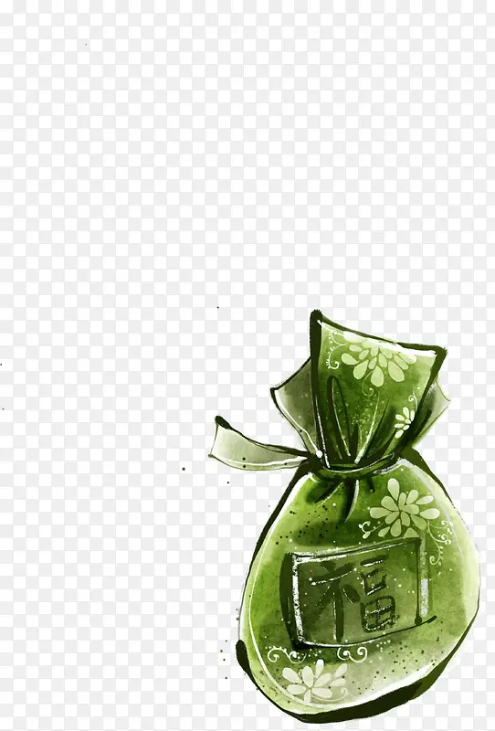 绿色手绘花纹香包