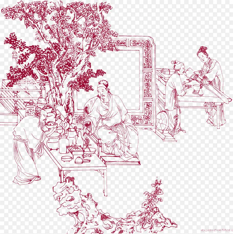 红色古代人物风景