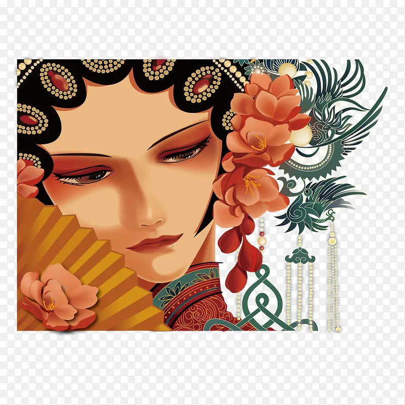 矢量戏曲人物插画