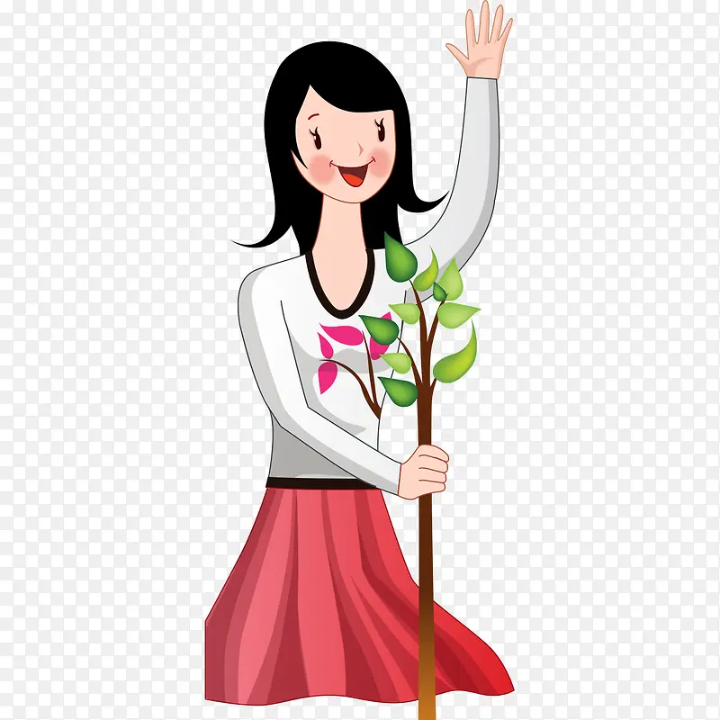 植树中的女孩