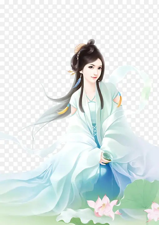 彩绘立绘荷花美女女子
