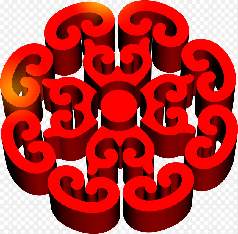 中秋节红色立体花纹
