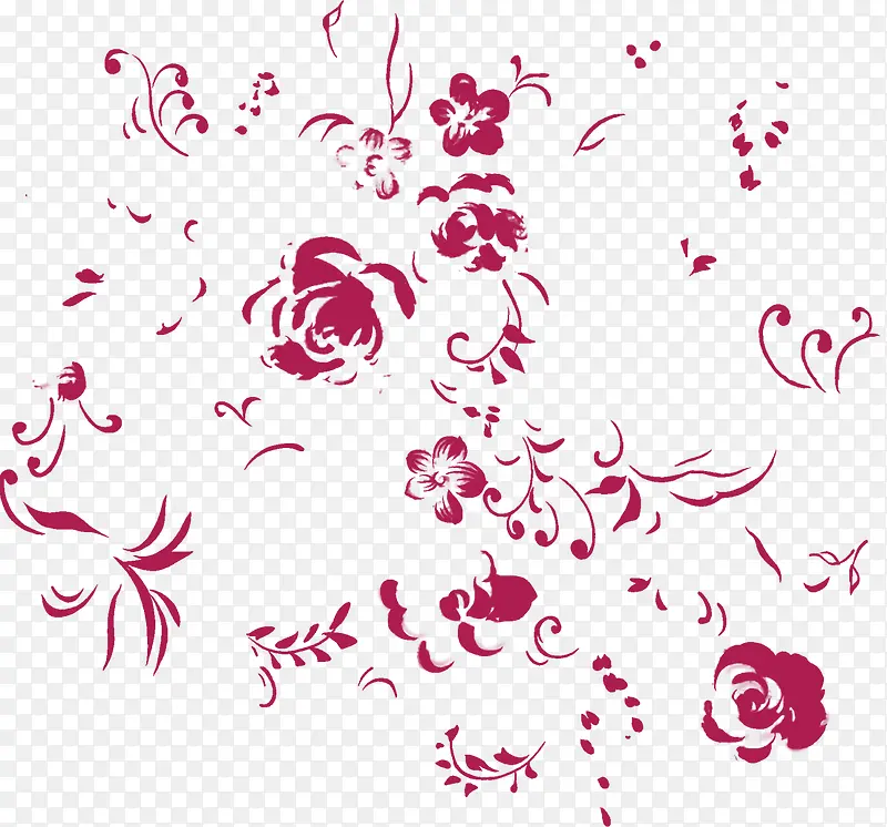 中秋节暗红色水彩花