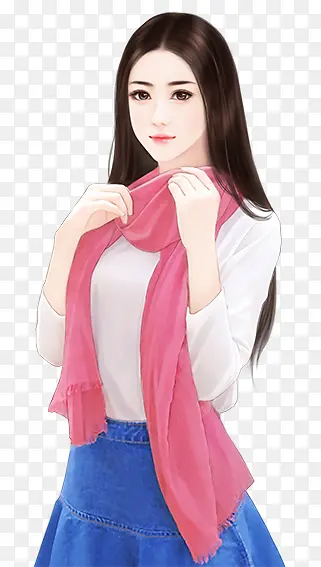 手绘中分长发美女PNG图片素材下载_图片编号10981530-PNG素材网