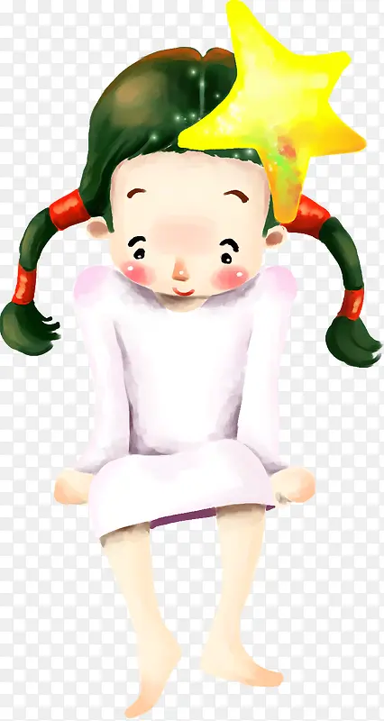 星星双马尾女孩手绘人物