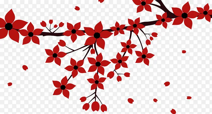 手绘红色五角花图案