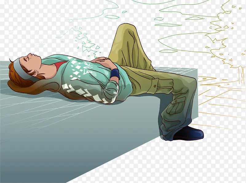 仰卧的男孩手绘人物