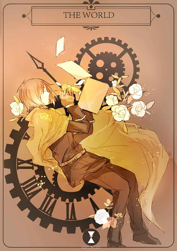手绘插画长发男孩