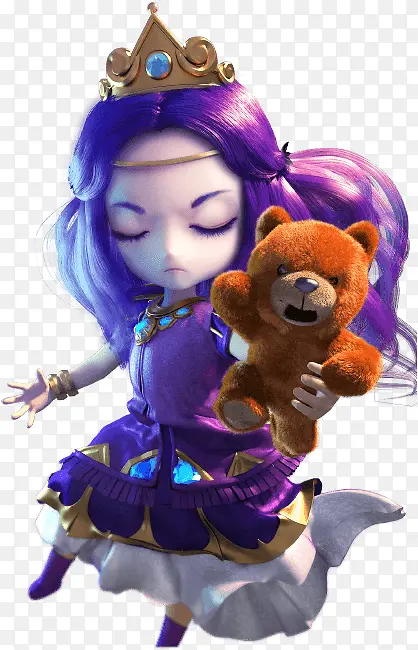 手绘可爱紫色头发美女