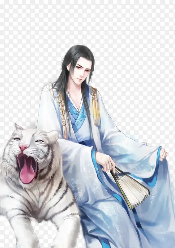 古风立绘白虎男子帅哥