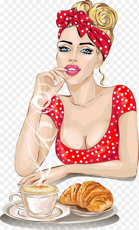 矢量吃饭的美女