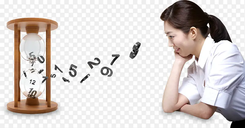 沙漏边的商务美女