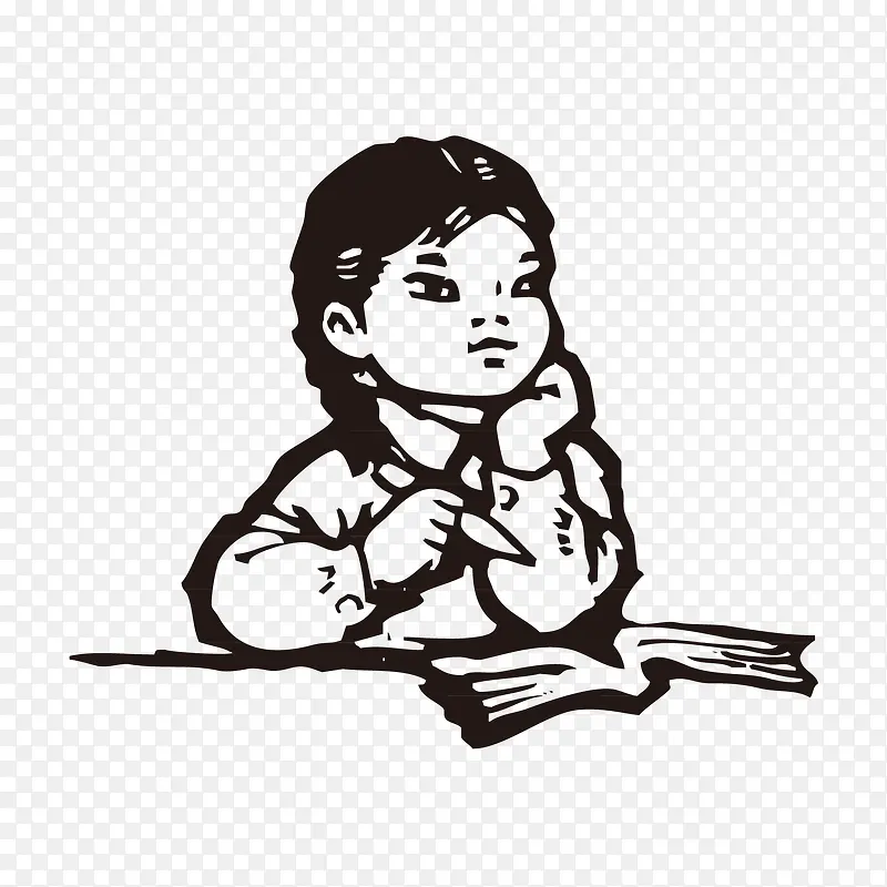 小女孩思考PNG图片素材下载_图片编号11010712-PNG素材网