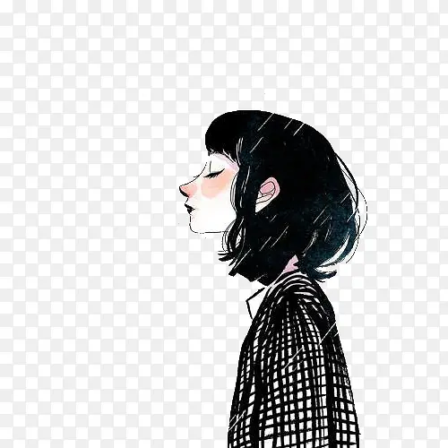 手绘思考的女孩PNG图片素材下载_图片编号11010713-PNG素材网