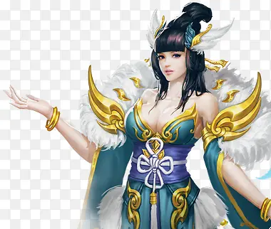 手绘绿色衣服性感 美女