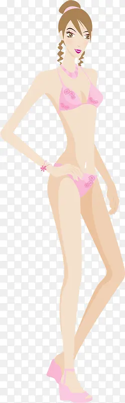 矢量手绘比基尼美女