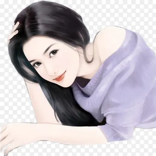 黑色长发性感美女