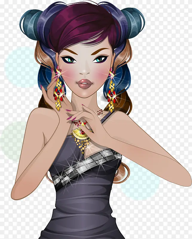 矢量手绘美女