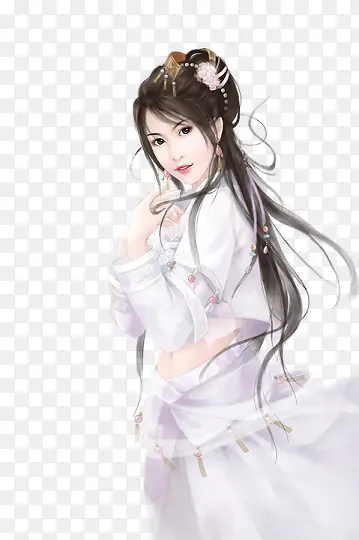 白衣热烈古风手绘女子