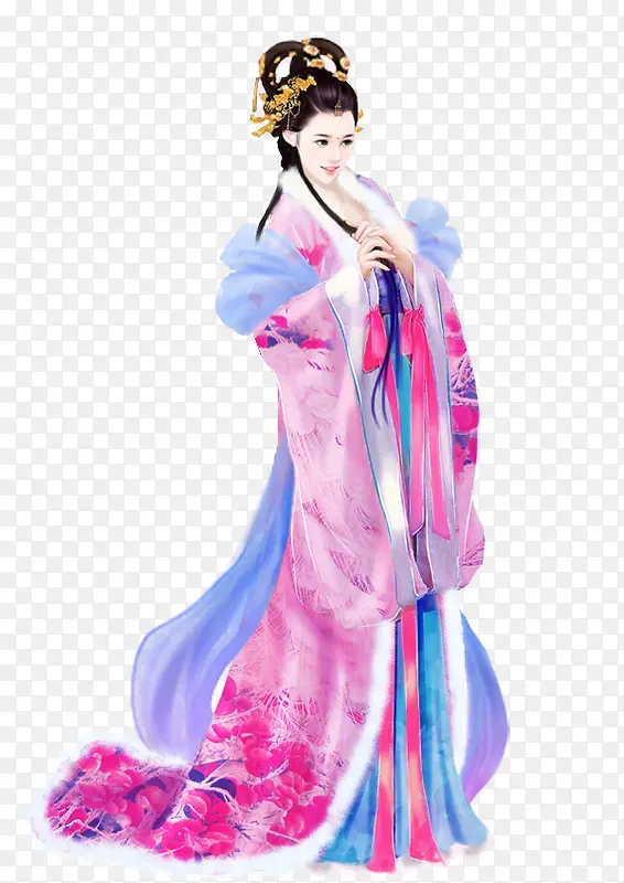红纱裙女子手绘古风