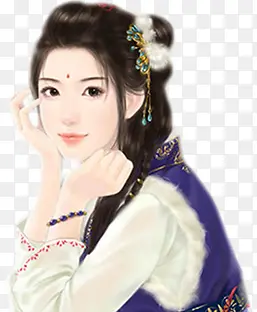 立绘古风蓝衣古风女子