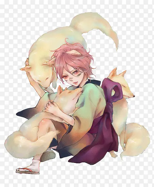 卡通原画立绘玩狼女子