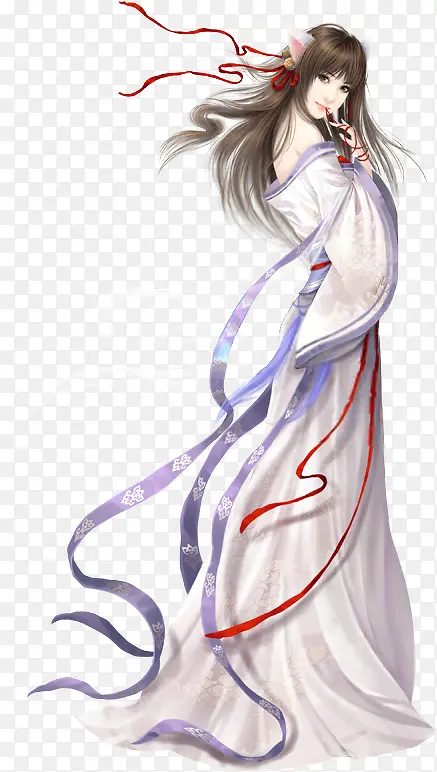 古风立绘白衣性感女子