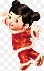 手绘可爱新年女孩