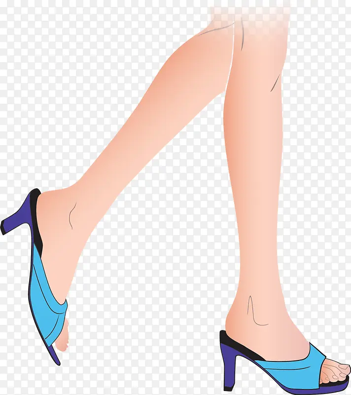 创意手绘夏天的长腿美女女鞋