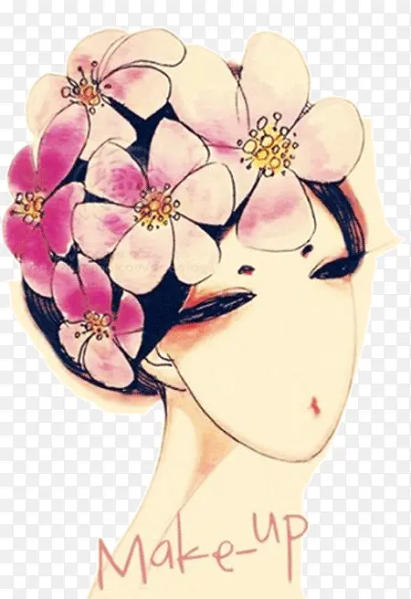 手绘花朵头饰美女
