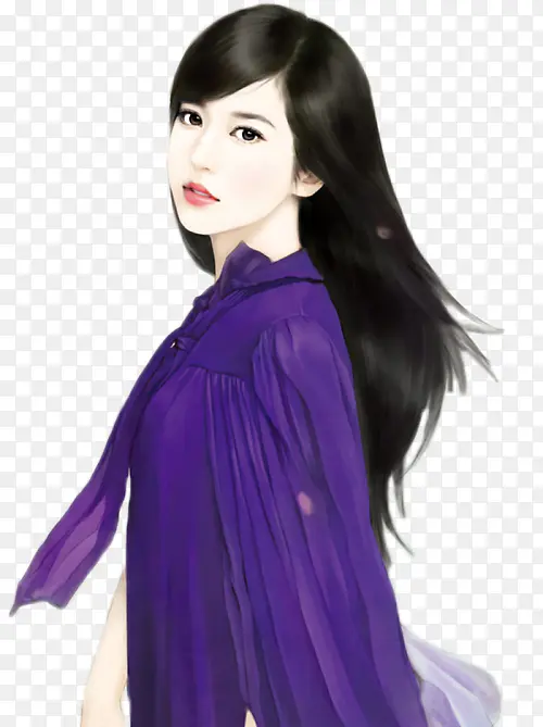 手绘头发飘飘的美女