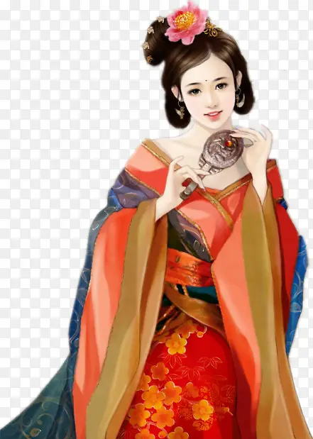 执镜的美女古风手绘