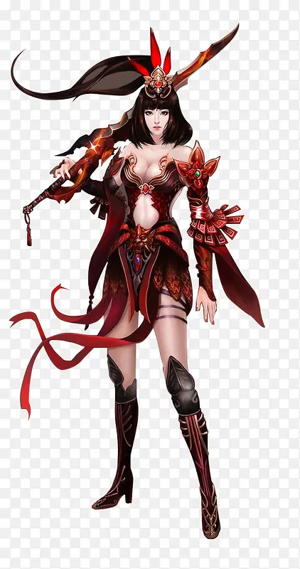 手绘持刀美女