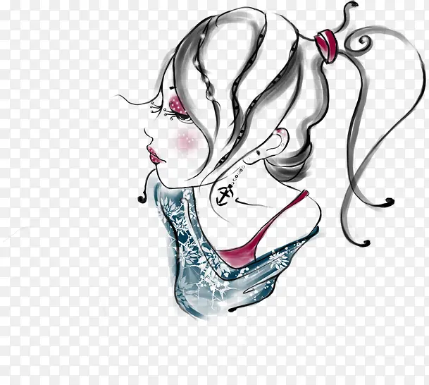 手绘美女服装设计图