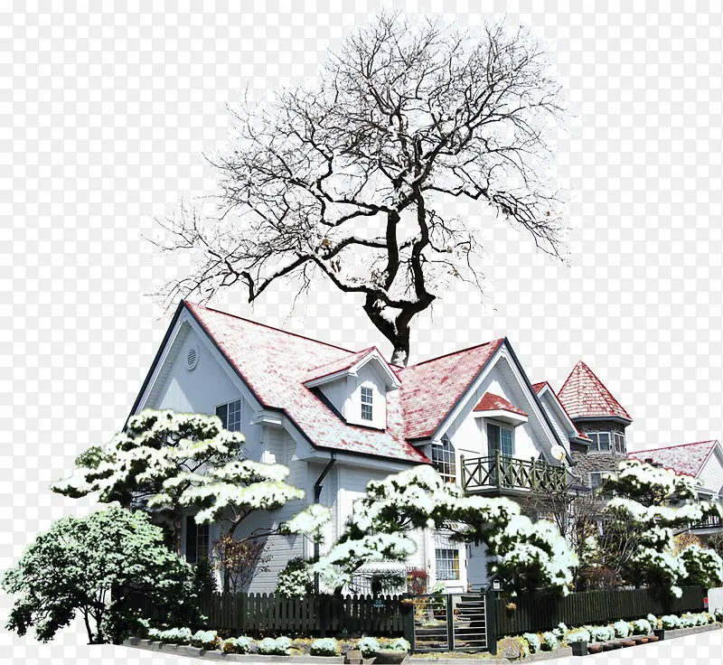 高清摄影高清创意雪景建筑
