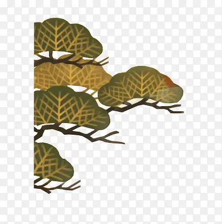 手绘古风绿色植物
