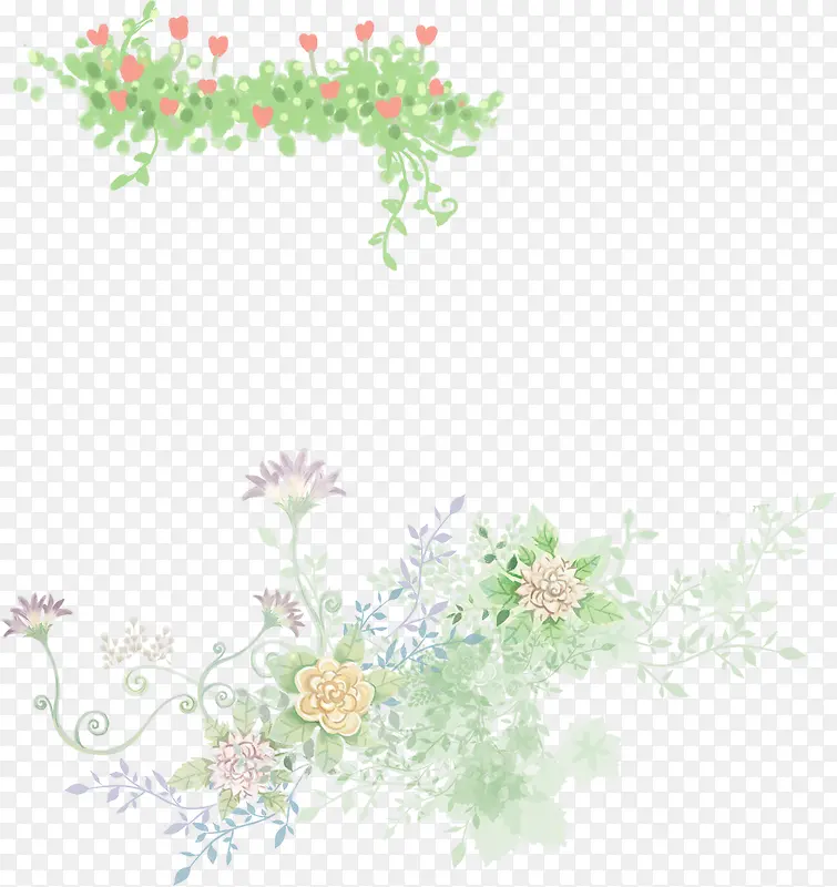 手绘简约花朵美景