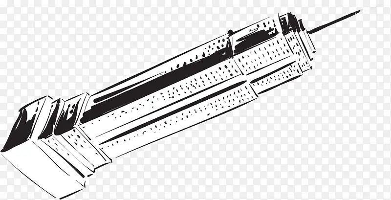 手绘黑色潮流建筑