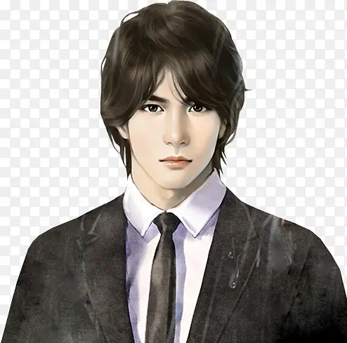 黑色西服美男手绘