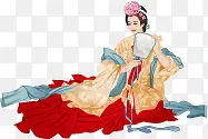 中秋节古典黄衣美女