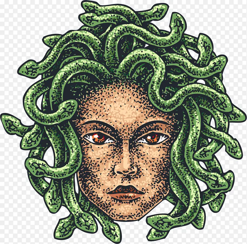 矢量手绘蛇女