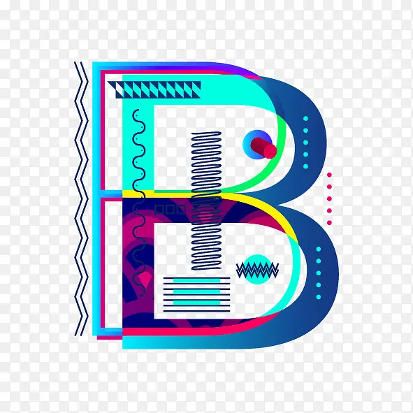 炫彩顶尖创意字母B
