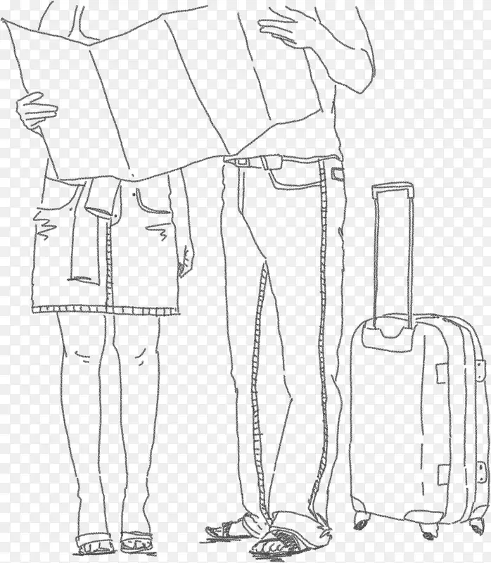 手绘素描人物旅行
