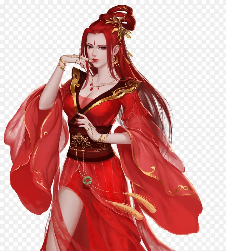 红衣魔女古风手绘