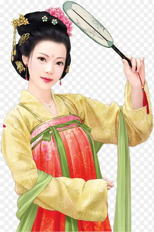 遮阳的宫妃古风手绘