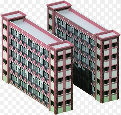 红色楼房建筑装饰