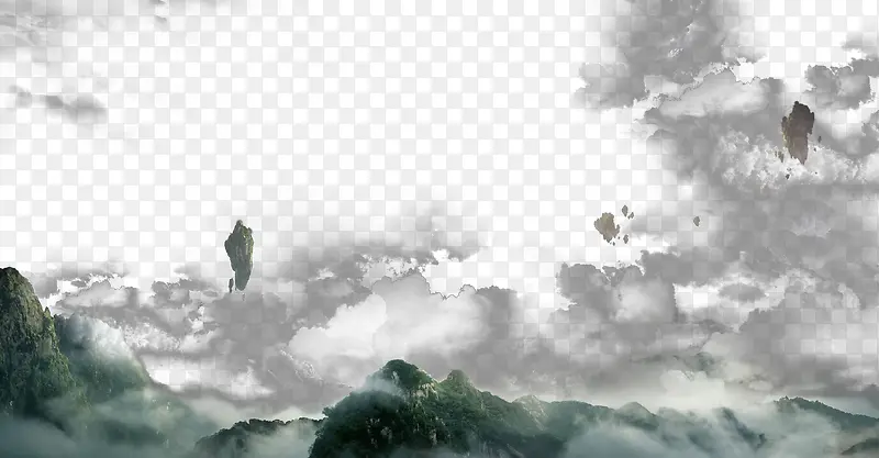 乌云山峦漂浮