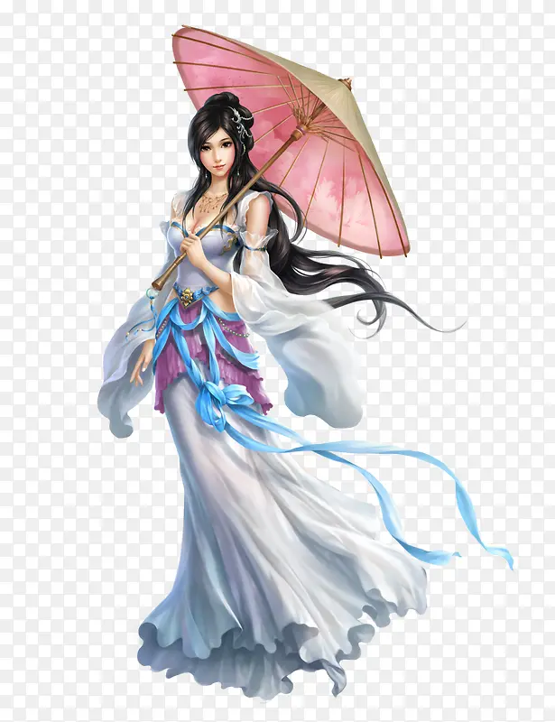 打伞的姑娘人物造型