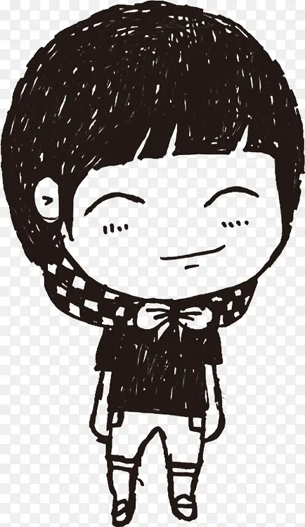 手绘开心人物女孩