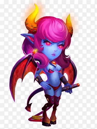 蓝色卡通魅魔游戏手绘